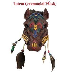 Totem Ceremonial Mask Spirt Of Freedom Horse Mask Beads Feathers Native American